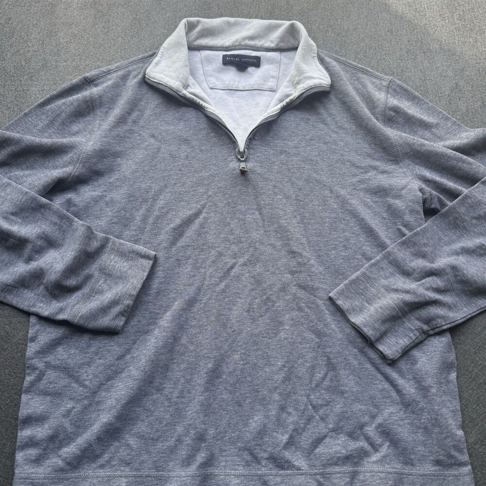 Banana Republic Sweater Mens Medium Gray 1/4 Zip Pullover Cotton A12
